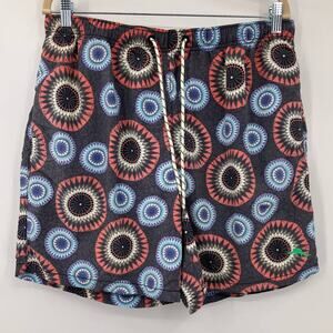 Tommy Bahama Relax Blue Orange White Mandala Lined Drawstring Swim Short Trunks